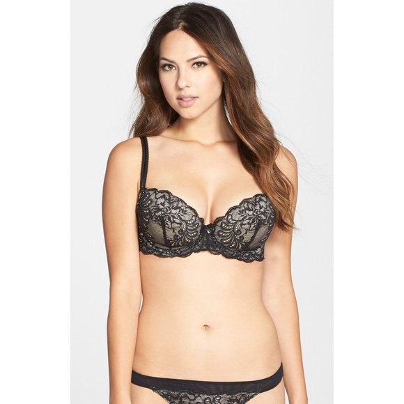LE MYSTERE Sophie Lace Memory Foam Underwire Bra Black 30DD NEW - Picture 2 of 7